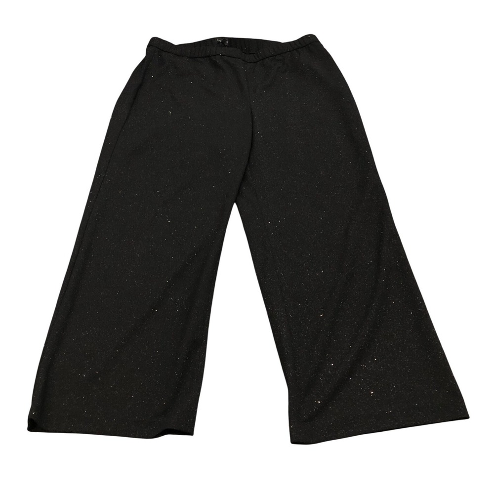 Talbots Pants Womens 2X Black Sparkly Glitter Wide Leg Knit Pull On Plus Size